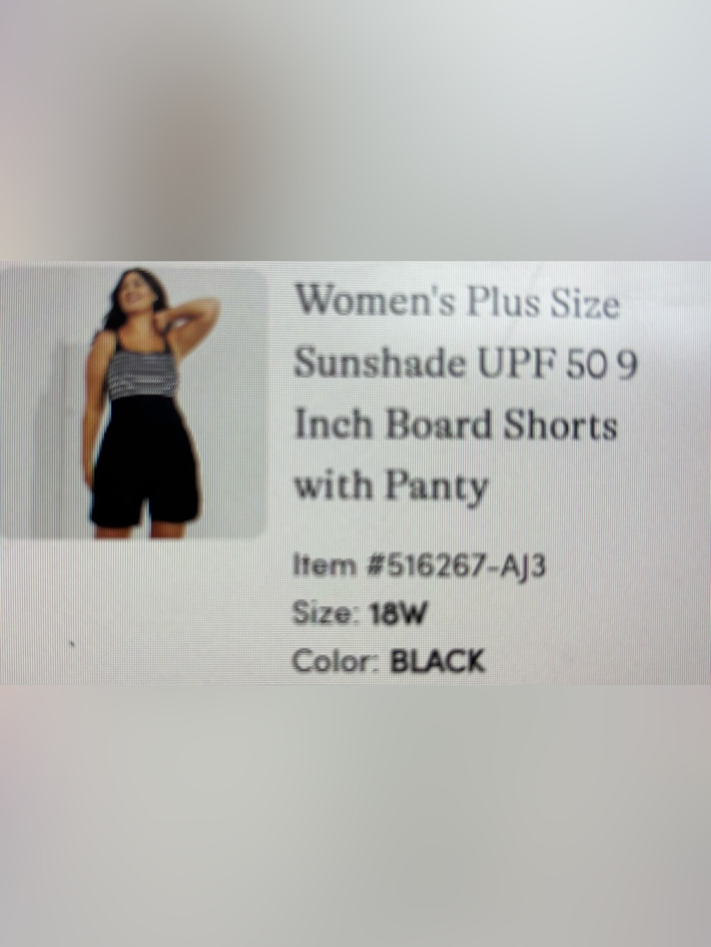 Lands' End Women's Black Plus-Size Board Shorts
